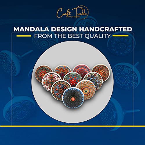 Craft Trade Mandala Ceramic Knobs for Door Drawer Vintage Assorted Colourful Pottery Drawer Handle Pulls for Kitchen Cabinets, Wardrobe and Cupboards - Pack of 10, Red Multi - Image 2