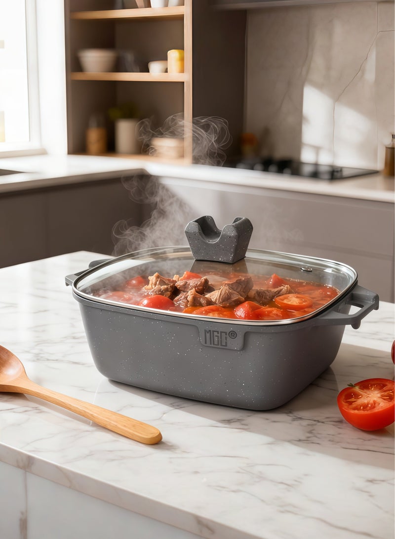 MGC Brand Gray Stone Non Stick Square Pot 6-Piece Set (Including Three Pot Lids) - Image 5