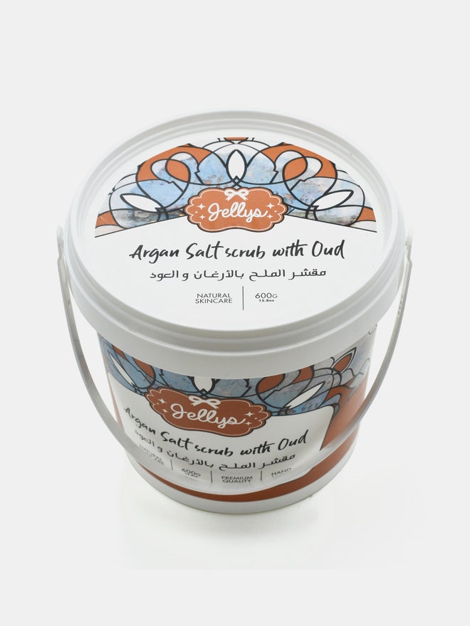 Jellys Argan Salt Scrub with Oud, 600g - Image 2