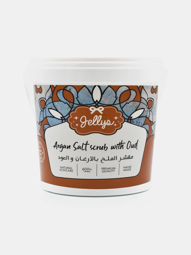 Jellys Argan Salt Scrub with Oud, 600g - Image 3