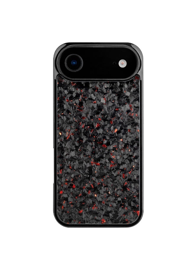 SOLARAE Shockproof iPhone 17 Air Case – Black Crystal Carbon Fiber with Red Highlights, Slim Protective Cover, Anti-Scratch & Drop Resistant - Image 1