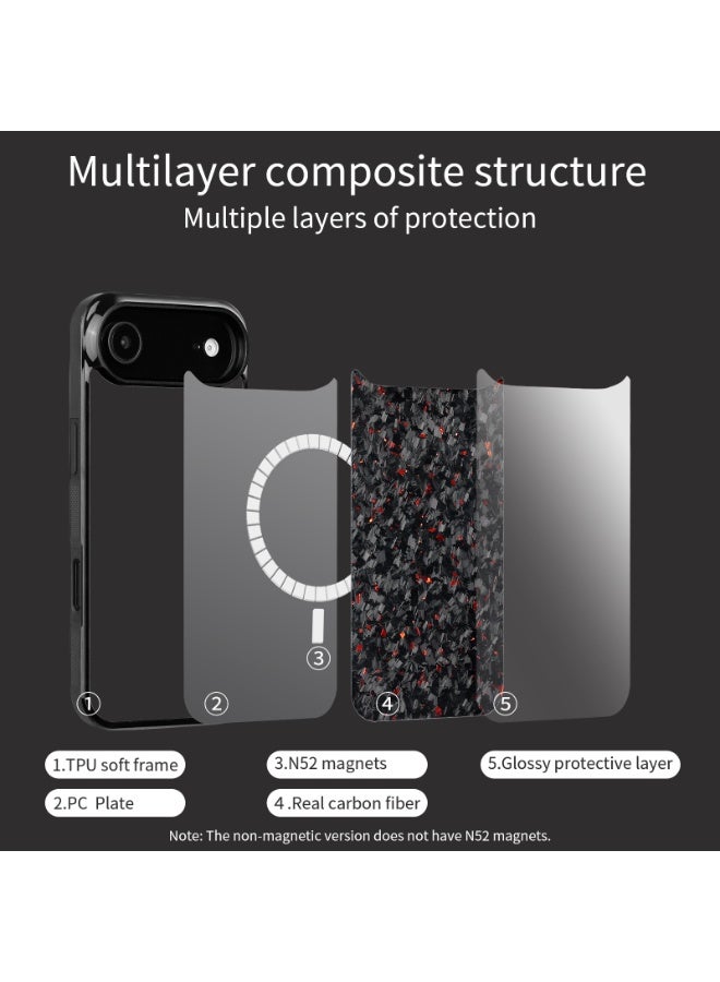 SOLARAE Shockproof iPhone 17 Air Case – Black Crystal Carbon Fiber with Red Highlights, Slim Protective Cover, Anti-Scratch & Drop Resistant - Image 5