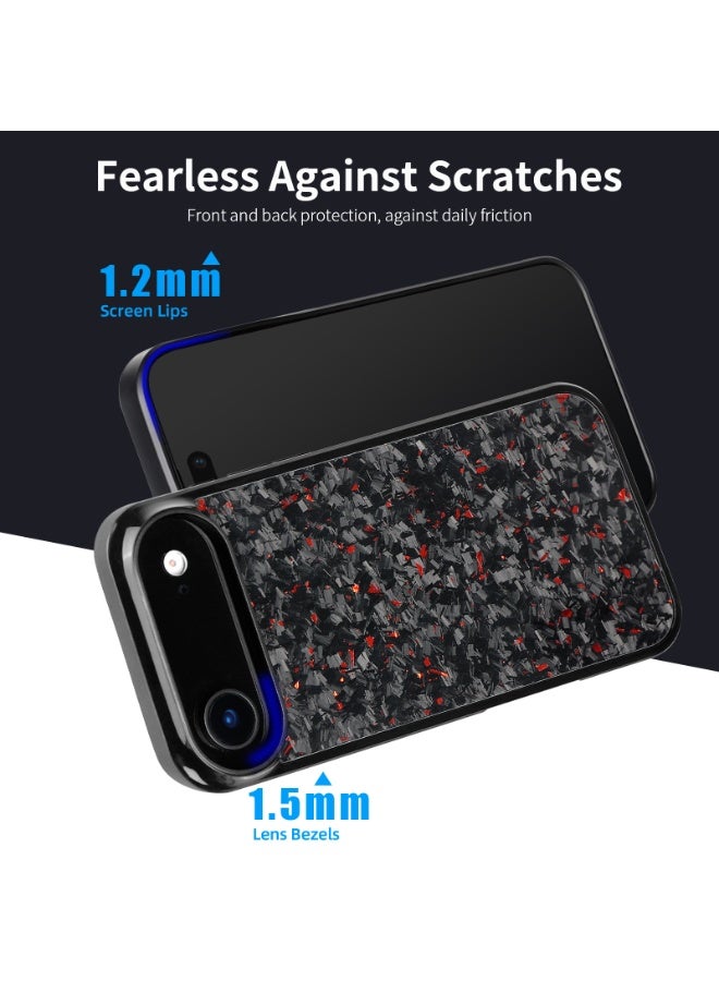 SOLARAE Shockproof iPhone 17 Air Case – Black Crystal Carbon Fiber with Red Highlights, Slim Protective Cover, Anti-Scratch & Drop Resistant - Image 3