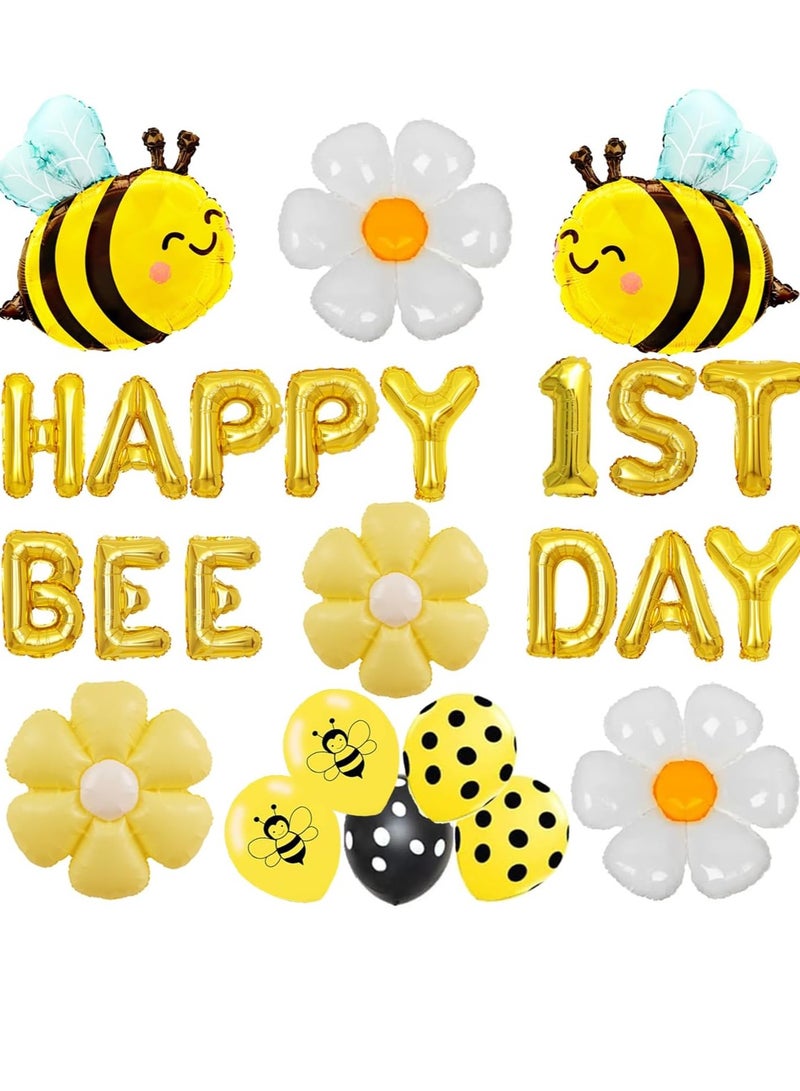 عيد ميلاد سعيد النحلة الأولى بالون النحلة موضوع عيد ميلاد الحزب الديكور ، سعيد النحلة اليوم بالون راية ، الأصفر النحلة احباط بالون ديزي البوليستر فيلم بالون - Image 1