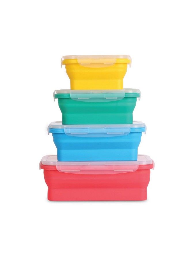 Deke Home Collapsible Silicone Food Storage Containers W/Bpa Free Airtight Plastic Lidsset Of 4 Small And Large Meal Cereal Prep Container Bowl Kitchen Pantry Organization Kids Lunch Boxesmicrowave & Freezer - Image 1