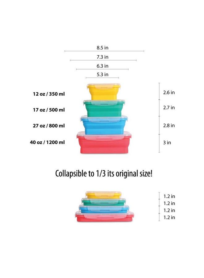 Deke Home Collapsible Silicone Food Storage Containers W/Bpa Free Airtight Plastic Lidsset Of 4 Small And Large Meal Cereal Prep Container Bowl Kitchen Pantry Organization Kids Lunch Boxesmicrowave & Freezer - Image 3