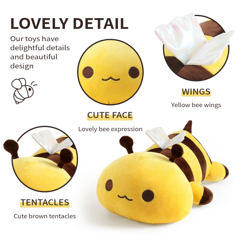 Onsoyours Cute Bee Plush, Soft Stuffed Animal Honey Bee Plush Toy Pillow for Kids (Yellow, 13") - Image 4