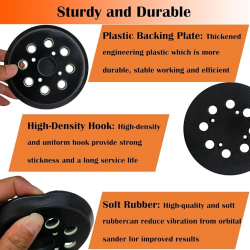 Tockrop 5" Hook and Loop Sander Pad for Ridgid R2600, R2601 Random Orbit Sanders -5 Inch 8 Hole Replacement Sanding Pad for Part Number 300527002 - with Extra Hard Backing - 1 Pack - Image 3
