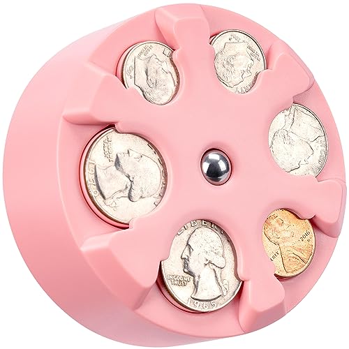 JOYTUTUS Universal Coin Holder Large Capacity Coin Holder for Car Portable Car Change Holder Coin Organizer Car Trucks Accessories Coin Sorter for Car Wallet PocketPink - Image 1