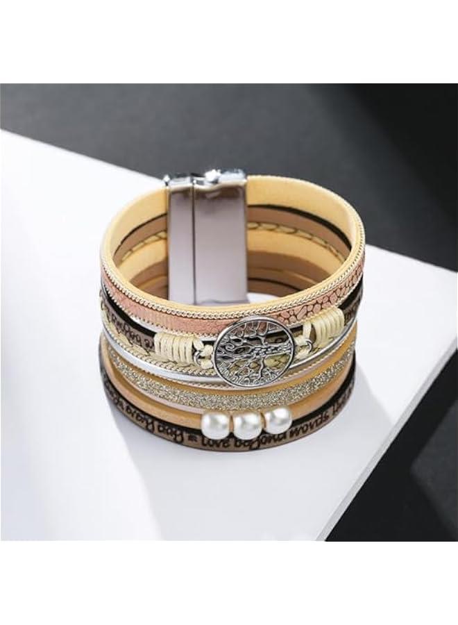 Arabest Inspirational Gifts for Women, Trendy Tree Of Life Handmade Adjustable Leather Wrap Rope Bracelets Set Birthday Holiday Jewelry Gifts for Teen Girls - Image 5