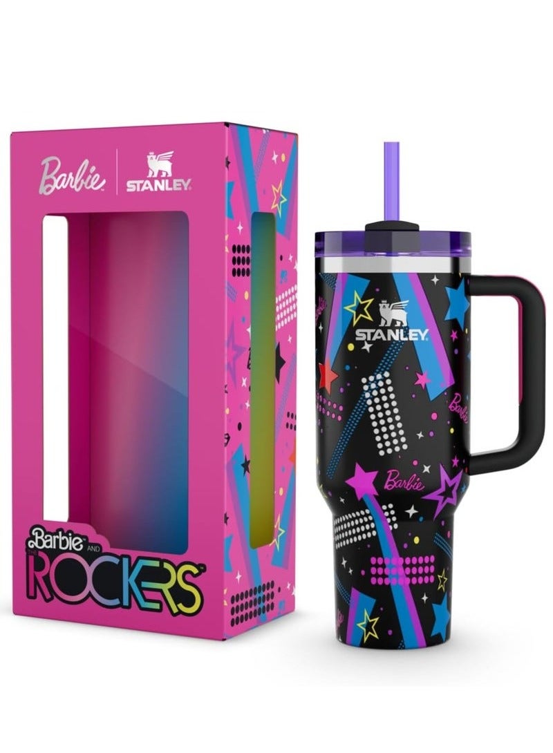 Barbie x Stanley ’80s Rockers Quencher 40 OZ | Limited Edition Pink & Purple Stainless Steel Insulated Tumbler with Handle, Leak-Resistant Lid & Reusable Straw | BPA-Free, Eco-Friendly Hydration Mug | Keeps Drinks Cold for 11 Hrs or Hot for 7 Hrs | Gift-Ready Collector Packaging | Perfect for Gym, Travel, Office & Gifting - Image 1