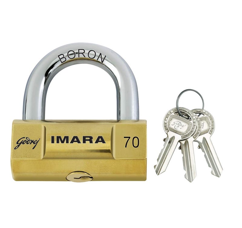 Godrej Locking Solutions and Systems Godrej Locking Solutions and Systems Imara 70mm Pack of 1 Brass Padlock 3 Keys Brown Painted Finish 