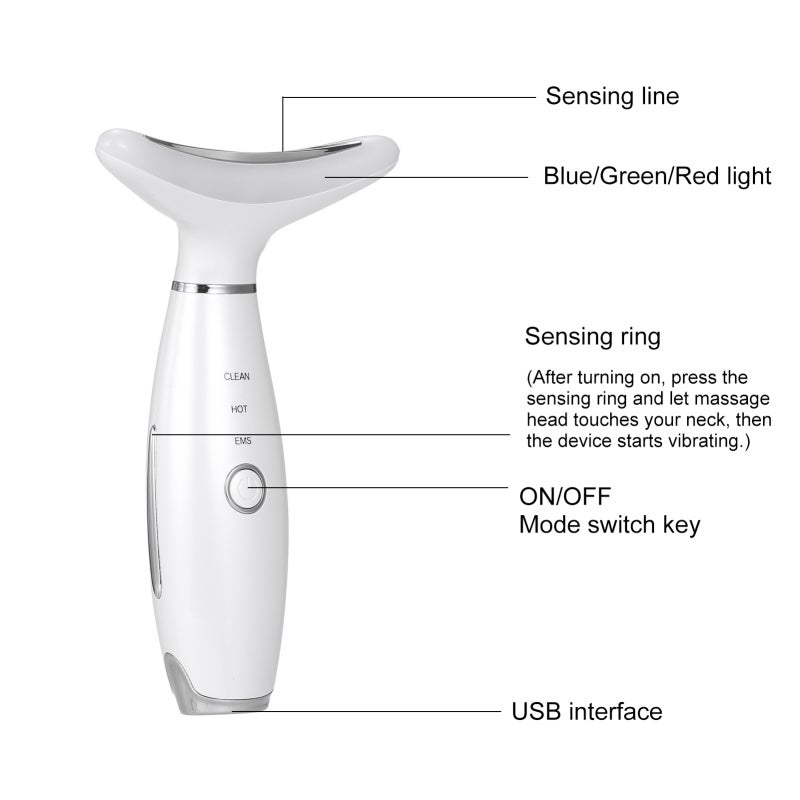 Neck Massager Led Photon Therapy Heating Neck Wrinkle Removal Machine Reduce Double Chin Skin Lifting - Image 3