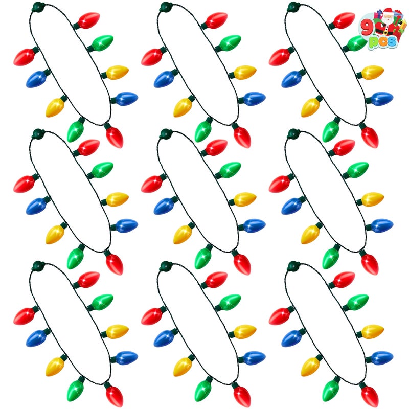 JOYIN 9 Packs Christmas Necklace LED Light Up Necklaces 9 Bulbs LED Holiday Party Favor Costume Accessories for Christmas Xmas Favor Party Supply - Image 2