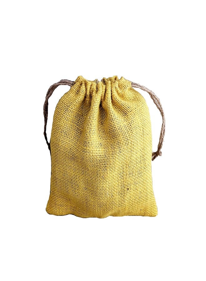 Handmakers Handmakes Natural Pure Yellow Jute Gift Potli Bags 7X8 Gift Pouches (100) - Image 4