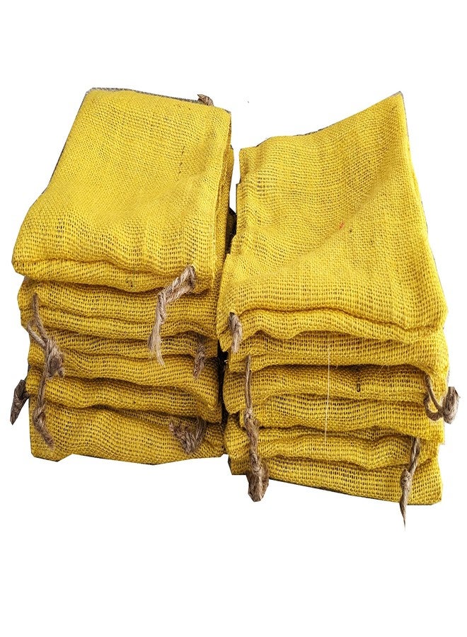 Handmakers Handmakes Natural Pure Yellow Jute Gift Potli Bags 7X8 Gift Pouches (100) - Image 3