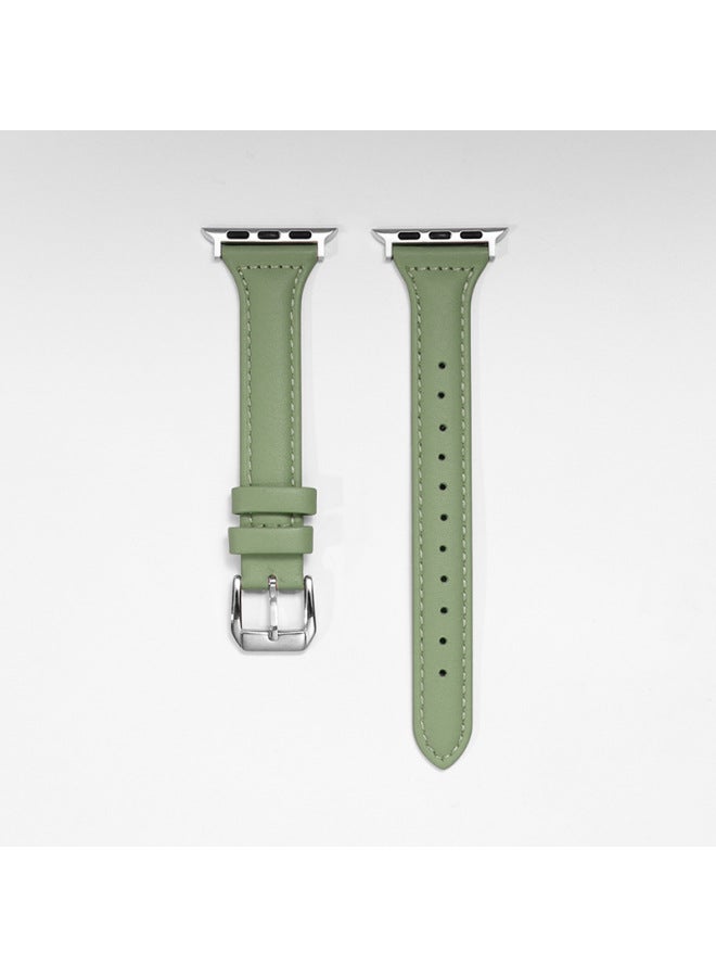 MSSM حزام مناسب لساعة آبل الذكية iWatch 4/5/6/7/8/ألترا، من الجلد الطبيعي عالي الجودة، تصميم نحيف وأنيق خاص بالرجال، مشبك خفيف الوزن - Image 1