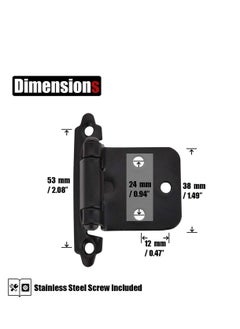 KASTWAVE 1/2 Inch Overlay Cabinet Door Hinges, Flush Cabinet Hinges, 2 Pack Matte  - Image 2