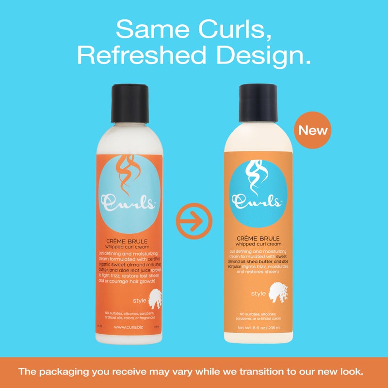Curls CrÃ¨me Brule Whipped Sculpting Cream - Dry, Wavy, Curly, and Textured Hair - Fights Frizz and Defines Refresh and Rehydrate, 8oz - Image 2