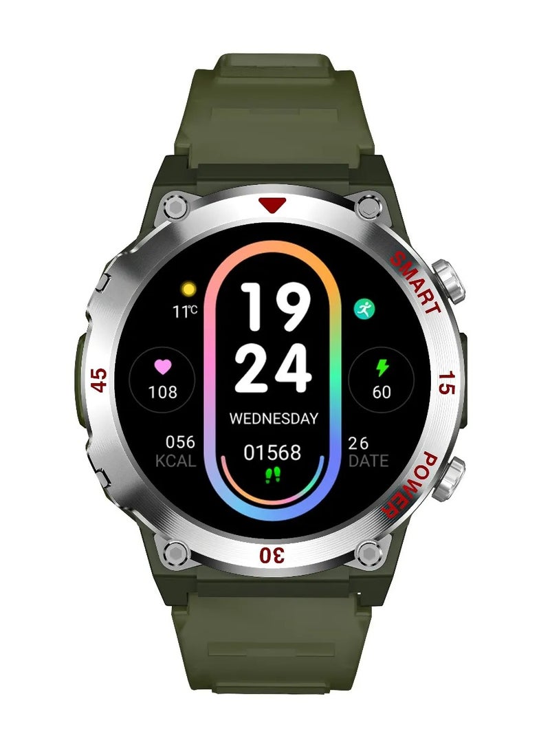 GREEN LION Smart Watch Gear Fit with Working Time 5 Days & Waterproof IP65 Always On Display / Bluetooth Calls / Magnetic Charging / Exercise Records / Watches Compatible With Android iOS / Music Player - Silver - Image 1