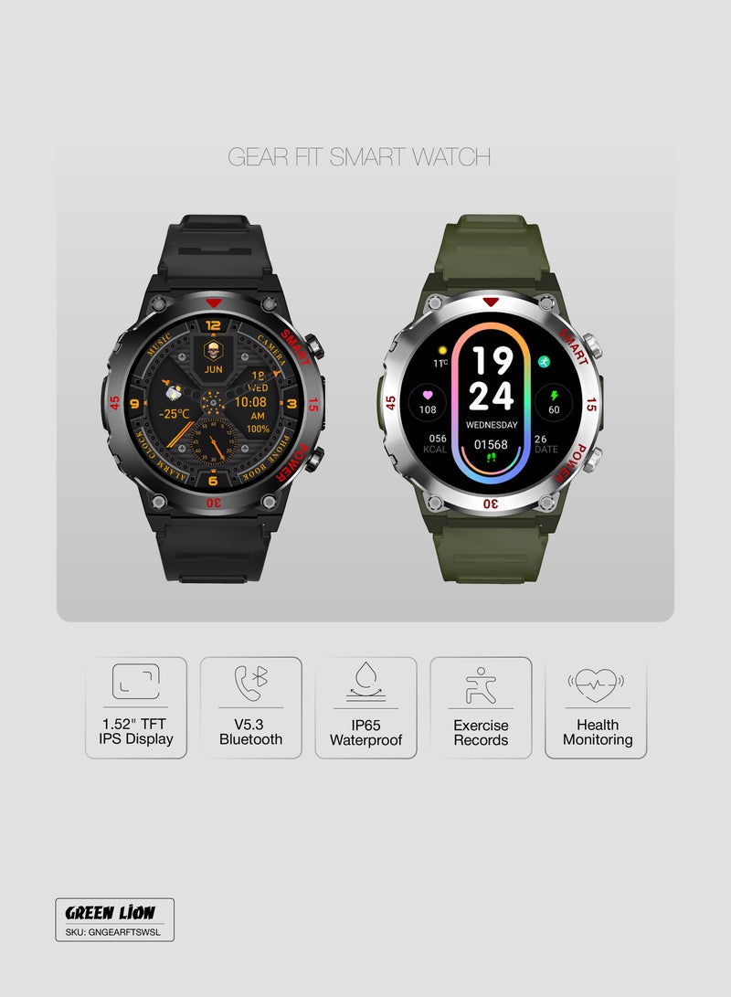 GREEN LION Smart Watch Gear Fit with Working Time 5 Days & Waterproof IP65 Always On Display / Bluetooth Calls / Magnetic Charging / Exercise Records / Watches Compatible With Android iOS / Music Player - Silver - Image 2