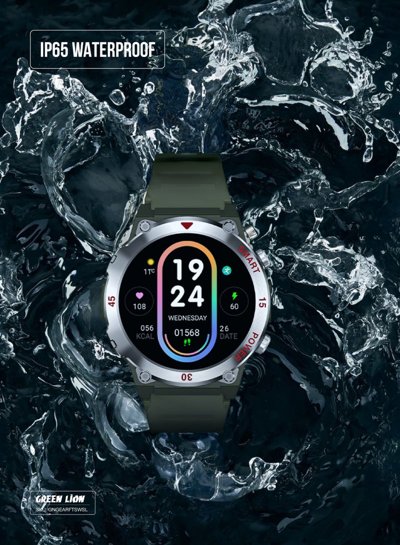 GREEN LION Smart Watch Gear Fit with Working Time 5 Days & Waterproof IP65 Always On Display / Bluetooth Calls / Magnetic Charging / Exercise Records / Watches Compatible With Android iOS / Music Player - Silver - Image 4