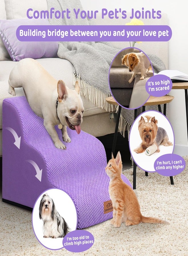 Zerbuger Dog Ramp and Stair for Bed 16" H-20 H,3-Step Cat Stair for Sofa and Chair,4-Step Dog Ramp for High Bed and Window,Durable Nonslip Fabric Stair for Indoor (Purple-16 H, Pet Friendly, 3) - Image 3