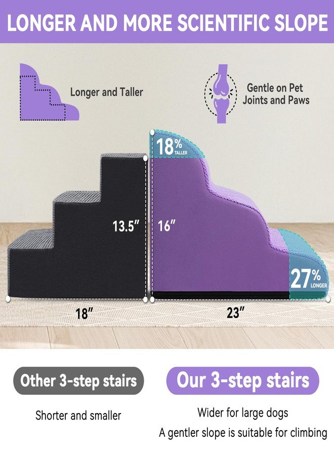 Zerbuger Dog Ramp and Stair for Bed 16" H-20 H,3-Step Cat Stair for Sofa and Chair,4-Step Dog Ramp for High Bed and Window,Durable Nonslip Fabric Stair for Indoor (Purple-16 H, Pet Friendly, 3) - Image 4