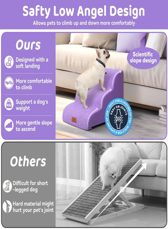 Zerbuger Dog Ramp and Stair for Bed 16" H-20 H,3-Step Cat Stair for Sofa and Chair,4-Step Dog Ramp for High Bed and Window,Durable Nonslip Fabric Stair for Indoor (Purple-16 H, Pet Friendly, 3) - Image 5
