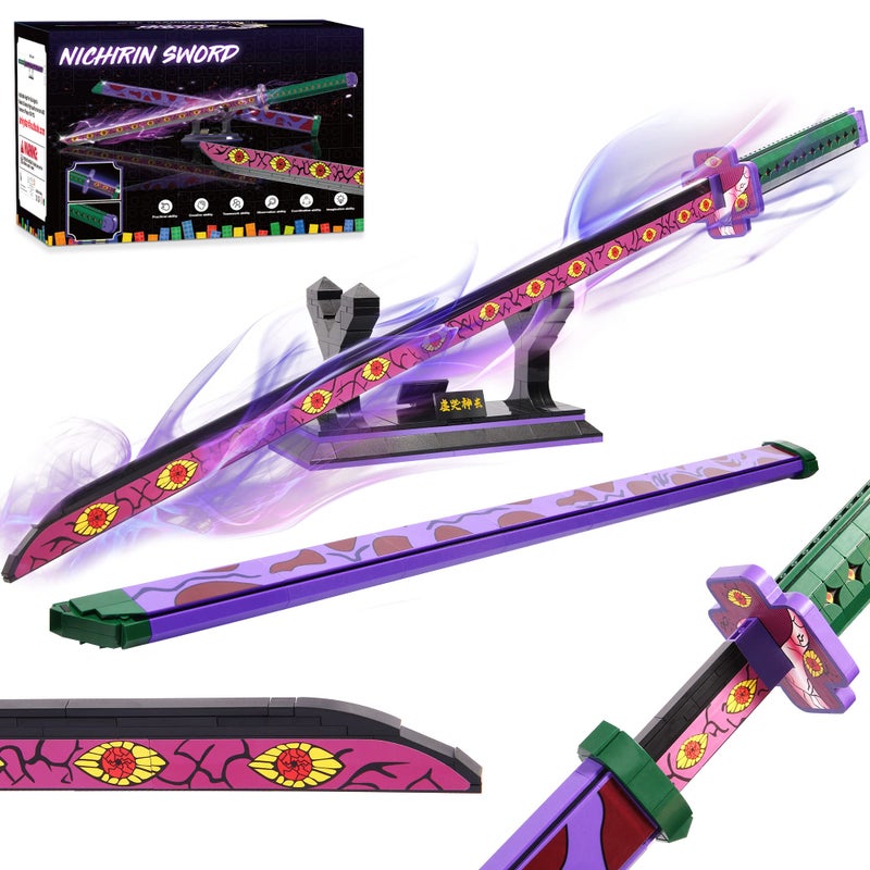 Jorumo Sword Building Set, 39in Kokushibo Sword Building Block with Scabbard and Stand, Handmade Cosplay Anime Sword Toy Building Set for Collecting and Gifting, 789 pcs - Image 1