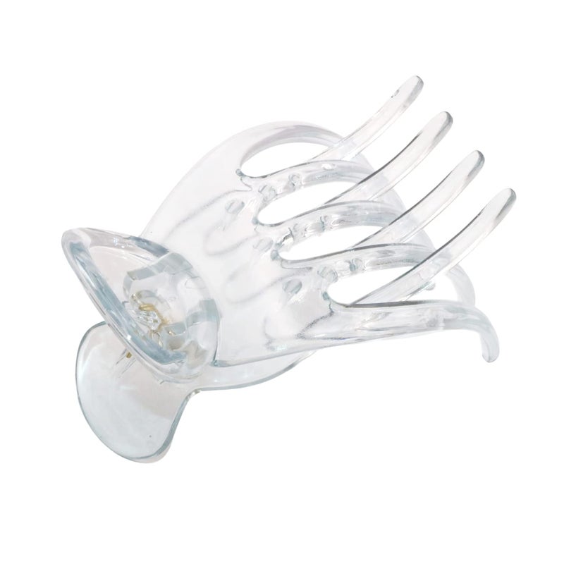Parcelona French Basic Curved Paw Medium 3 14 Celluloid Acetate Side Slide In Jaw Yoga Hair Claw Wide Beak Hair Clip for Women and Girls Durable Stylish Hair Accessories Made in France Clear