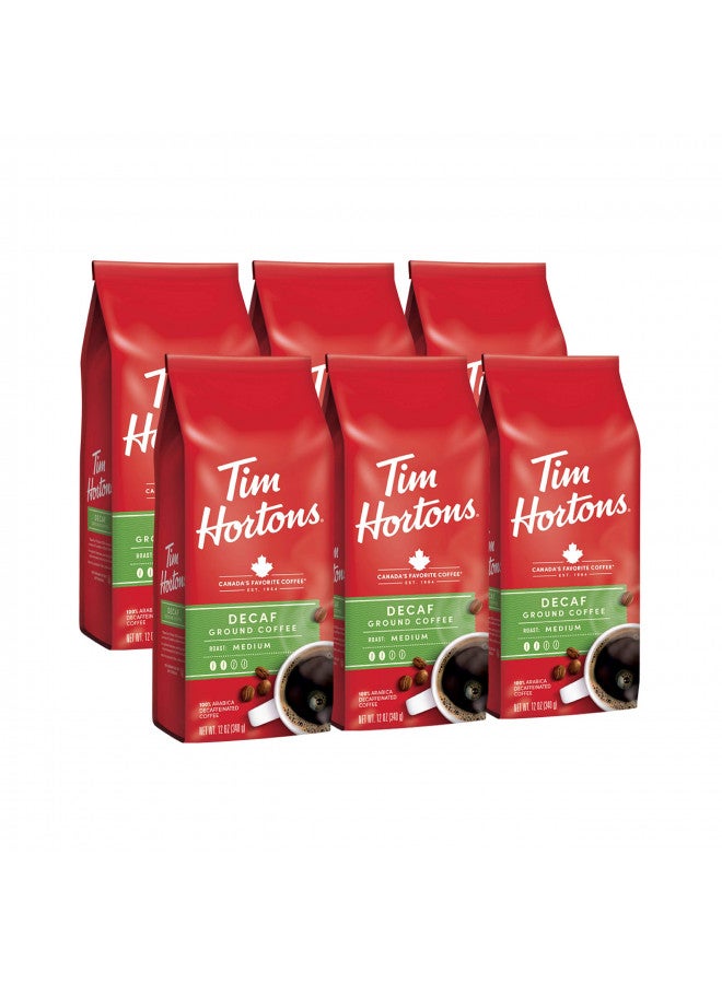 Tim Hortons Tim Hortons Decaf Blend, Medium Roast Ground Coffee, Perfectly Balanced, Always Smooth, Made with 100% Arabica Beans, 72 Ounce (6 x 12 oz Bags)  - Image 2