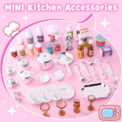 Mastom Kitchen Playset for Girls, Play Kitchen Toys for Dolls with Realistic Lights & Sounds, 56PCS Kids Pretend Play Kitchen Toy Accessories, Gifts for Toddlers Girls 3 4 5 6 Year Old - Image 5
