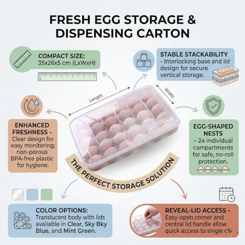 Styleys Plastic Egg Tray for Fridge 30 Eggs, Egg Box Transparent (S2172), rectangular - Image 3