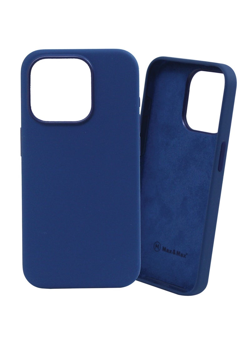 Max & Max iPhone 15 Pro Silicon Case Magsafe Supports Wireless Charging, Shockproof Protection Smooth Grip Cover - Blue - Image 1