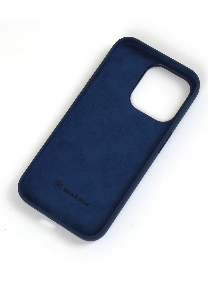 Max & Max iPhone 15 Pro Silicon Case Magsafe Supports Wireless Charging, Shockproof Protection Smooth Grip Cover - Blue - Image 2