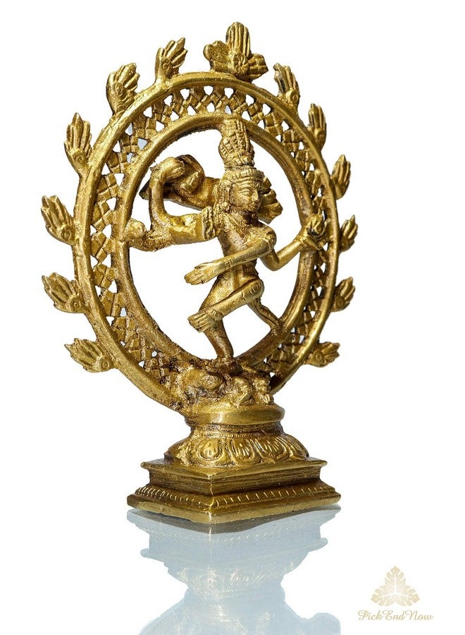 Pick End Now Brass Handcrafted Decorative Sculpture of Lord Shiva Dancing Natraj/Nataraja Statue, Size - 5x1.5x6 Inches, Weight 390Gm, Idol - Image 2