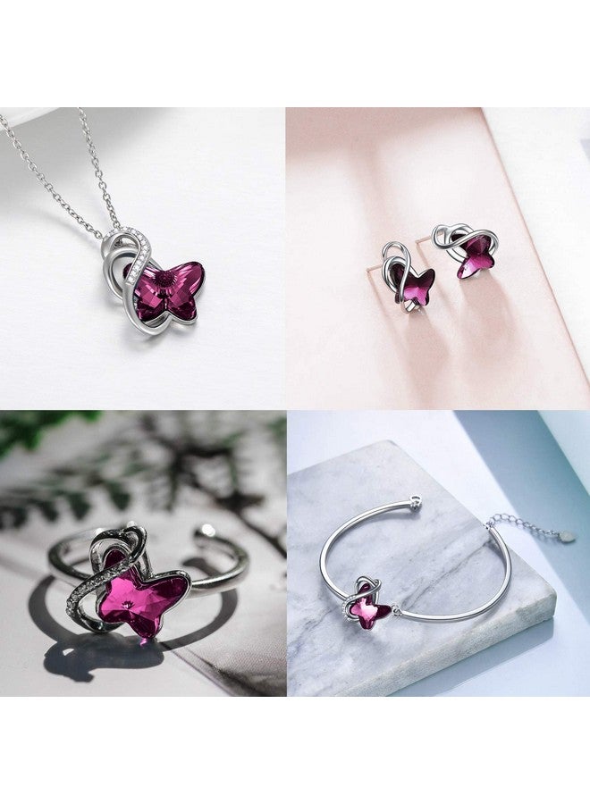 AOBOCO Sterling Silver Infinity Butterfly Pendant Necklace With Crystal From Austria Butterfly Jewelry Gifts Necklace For Daughter Wife Girlfriend Anniversary Birthday Gifts For Women(Purple) - Image 2