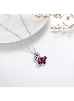 AOBOCO Sterling Silver Infinity Butterfly Pendant Necklace With Crystal From Austria Butterfly Jewelry Gifts Necklace For Daughter Wife Girlfriend Anniversary Birthday Gifts For Women(Purple)  - Image 4