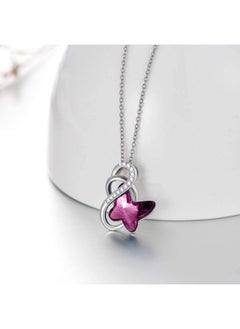 AOBOCO Sterling Silver Infinity Butterfly Pendant Necklace With Crystal From Austria Butterfly Jewelry Gifts Necklace For Daughter Wife Girlfriend Anniversary Birthday Gifts For Women(Purple)  - Image 3