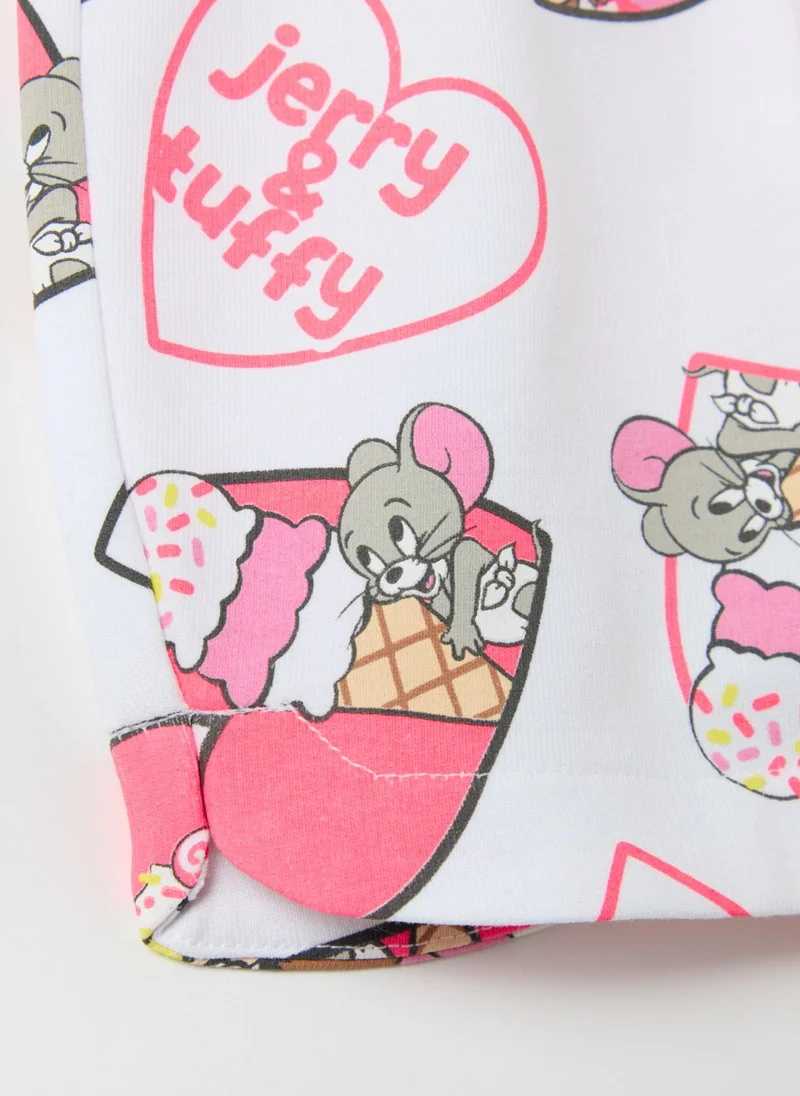 Ovs Shorts With Tom & Jerry Print And Drawstring