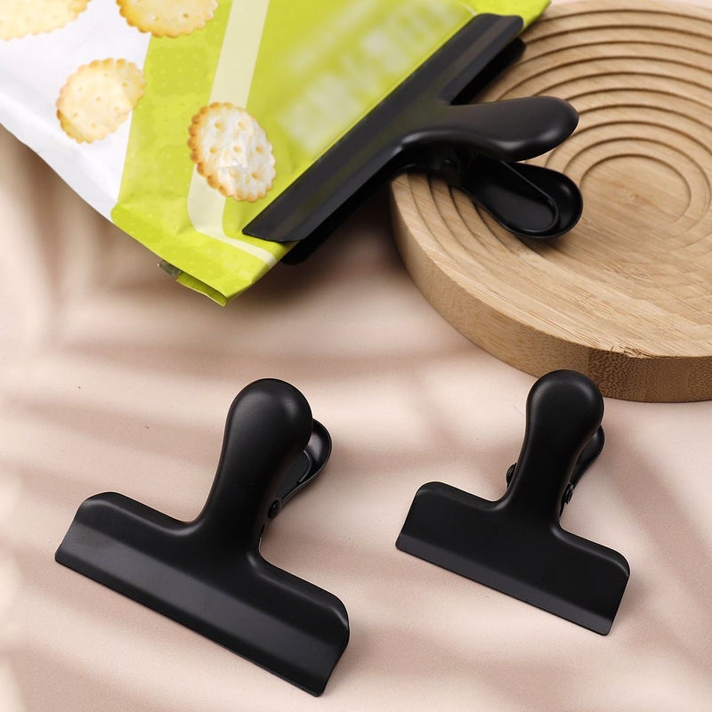 Stainless Steel T Shaped Sealing Clips 8pcs Black Office Document File Folder Kitchen Snack Moisture Proof Food Bag Sealing Clips - Image 3