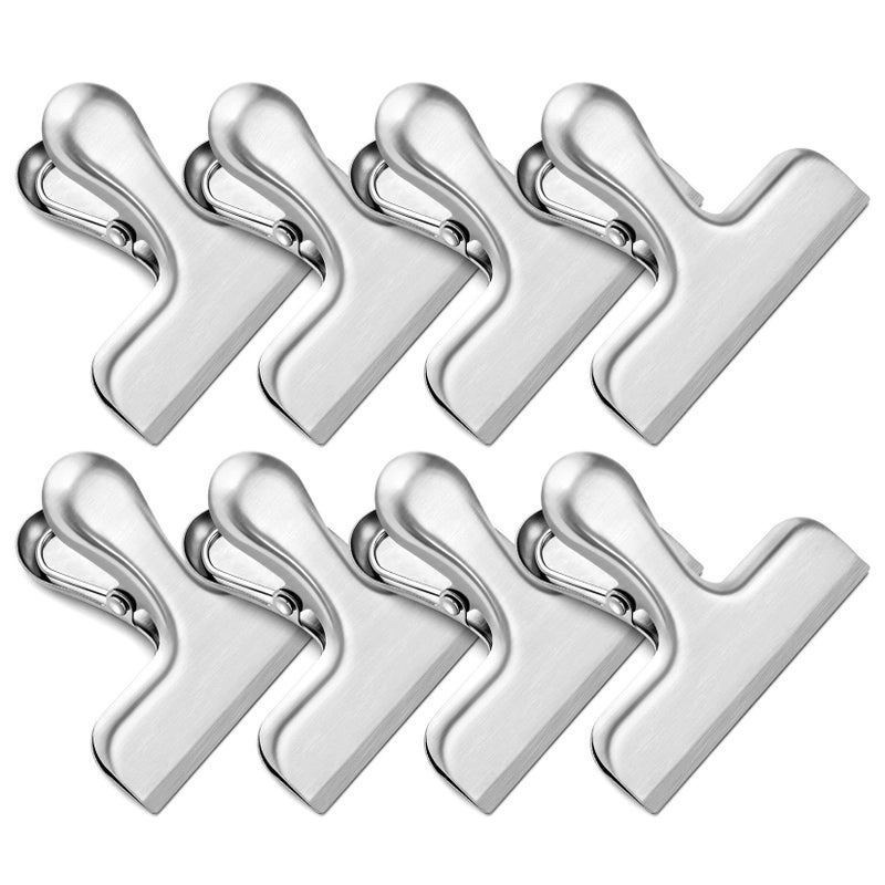 Stainless Steel T Shaped Sealing Clips 8pcs Black Office Document File Folder Kitchen Snack Moisture Proof Food Bag Sealing Clips - Image 5