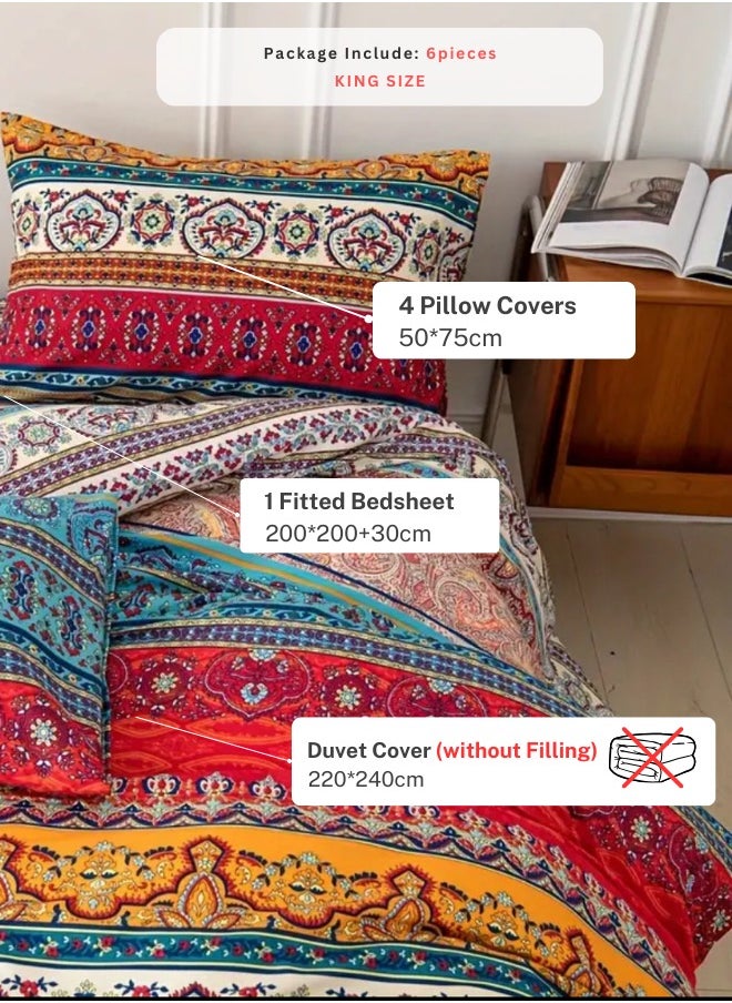 LUNA Home King size 6-piece bedding set featuring a mandala design.  - Image 2