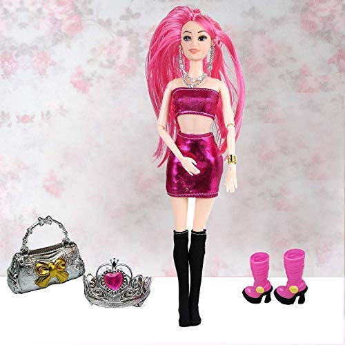 KIDSWAY Plastic Toy Doll for Girl Child Doll Set for Girls Age 3 + Doll Set with Dress and Fashion Accessories [ Multicolor Pack of 1] - Image 1