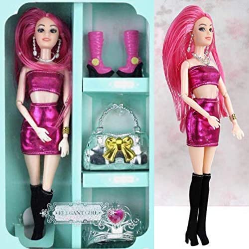 KIDSWAY Plastic Toy Doll for Girl Child Doll Set for Girls Age 3 + Doll Set with Dress and Fashion Accessories [ Multicolor Pack of 1] - Image 4