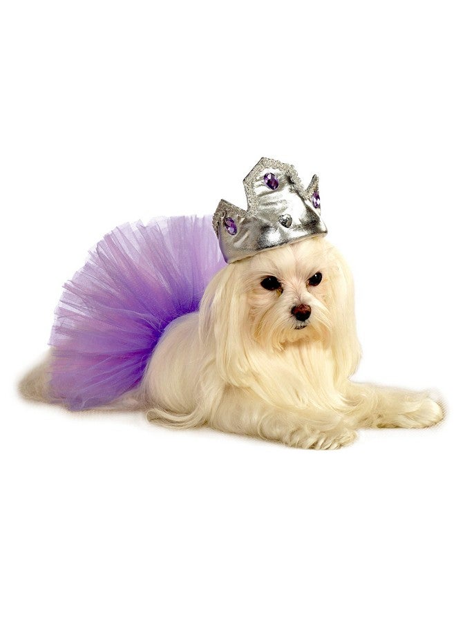 روبيز إكسسوار زي الحيوانات الأليفة تاج من الفضة والياقوت مع أحجار أرجوانية، صغير/متوسط - Image 2