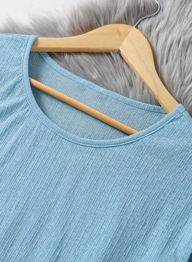 Take Two Blue Ruffle Trim Top and Shorts Pyjama Set