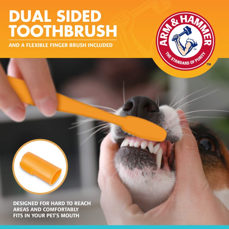 Arm & Hammer for Pets Fresh Breath Enzymatic Dog Dental Care Kit - Includes Dog Toothpaste, Dual Sided Toothbrush and Fingerbrush - Bad Breath Treatment, Chicken Flavor, 2.5 Ounce - Image 3