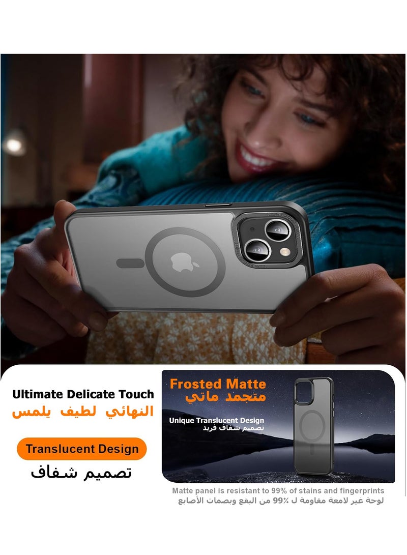 Concretization iPhone 14 MagSafe Case Magnetic Back Cover,【Full Shockproof Protection】Translucent Matte Back, Slim Phone Cover with Strong Magnet for Apple 14 (2022)(Black) - Image 5